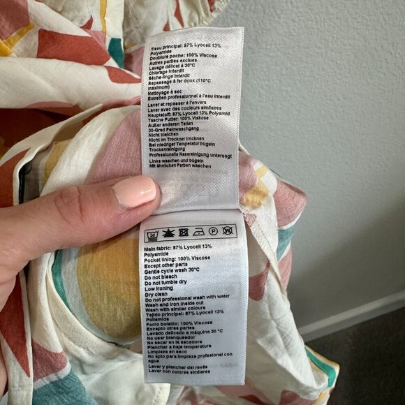 ba&sh Arancia Cream, Pink, Yellow, Green Print Puff Sleeve Mini Dress - Picture 8 of 8